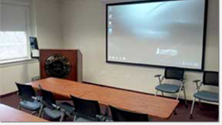 Inside photo of ALFA Presentation Practice room