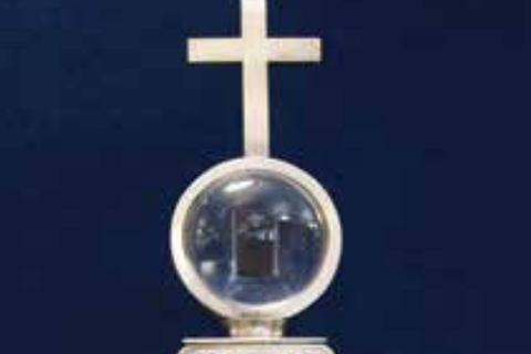Cross and Lucite sphere of mace