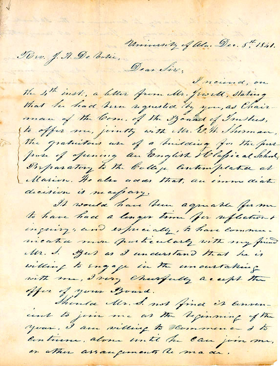 front of letter