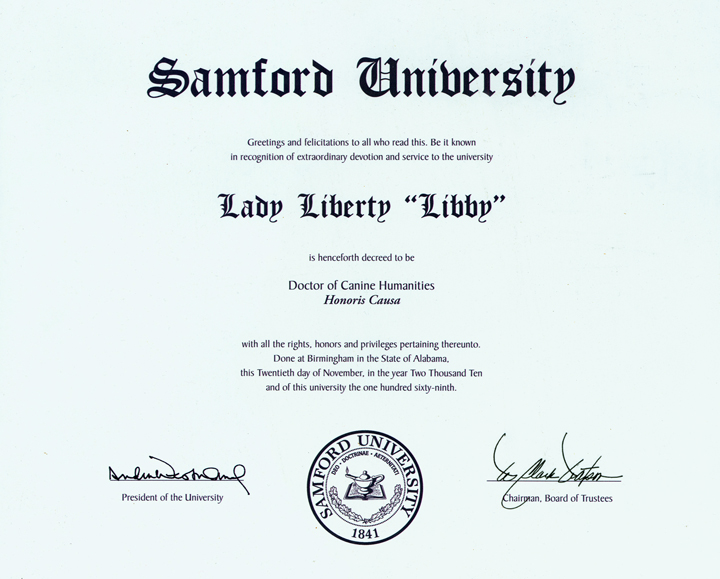 Libby's honorary degree