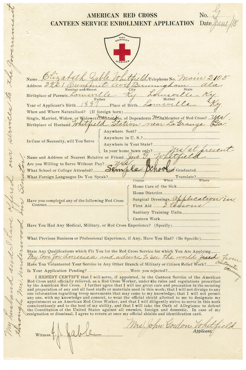 American Red Cross Canteen application, page 1