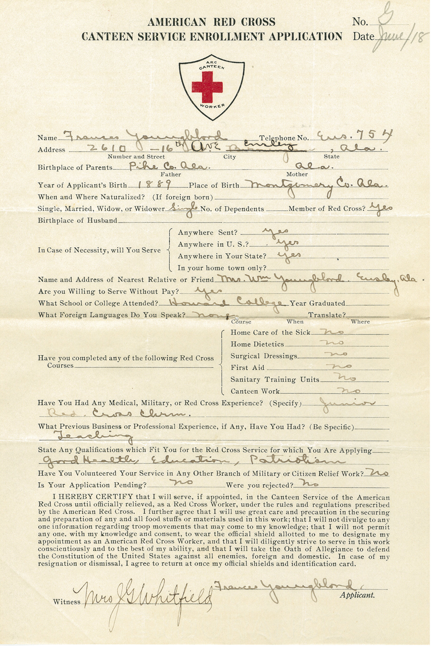 American Red Cross Canteen application, page 2