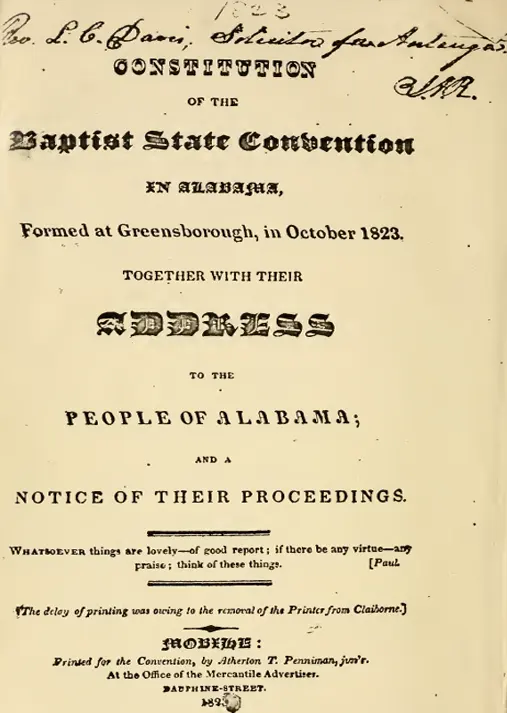 Alabama Baptist State Convention title page